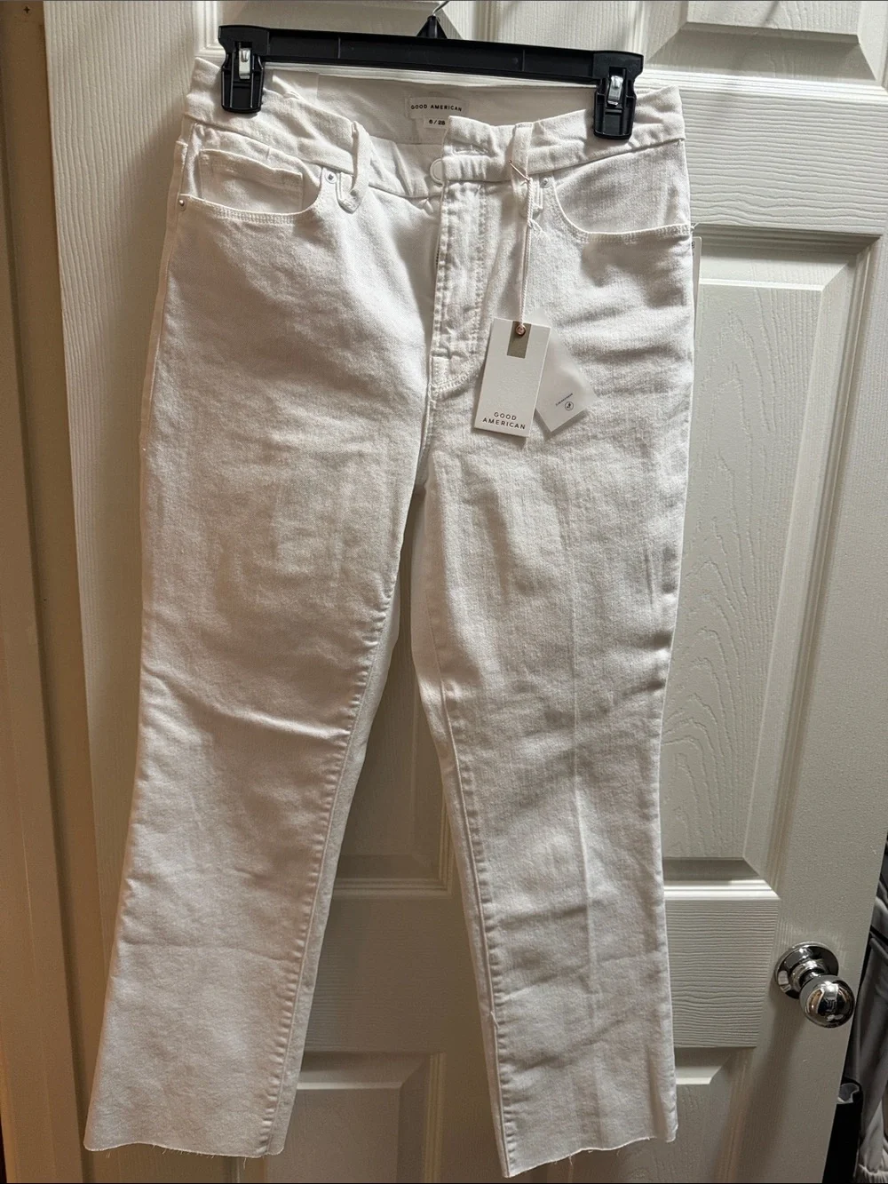 Good American White Straight-Leg Jeans